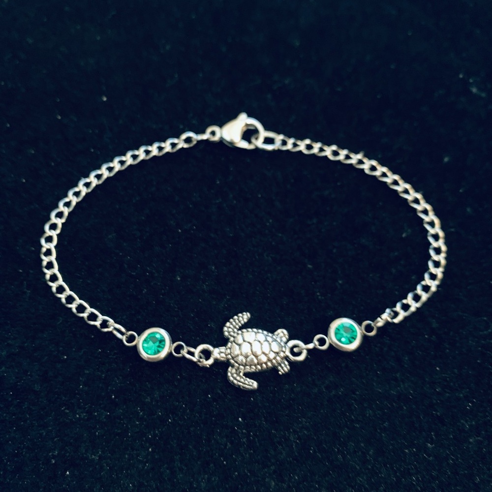 Turtle bracelet (or anklet) with rhinestones - Picture 6 of 7